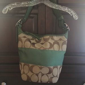 Coach purse (green and tan)